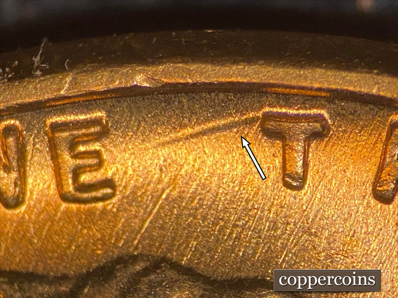 Die-stage C marker on 1958D•1MM•086 (1958 Repunched Mint Mark).