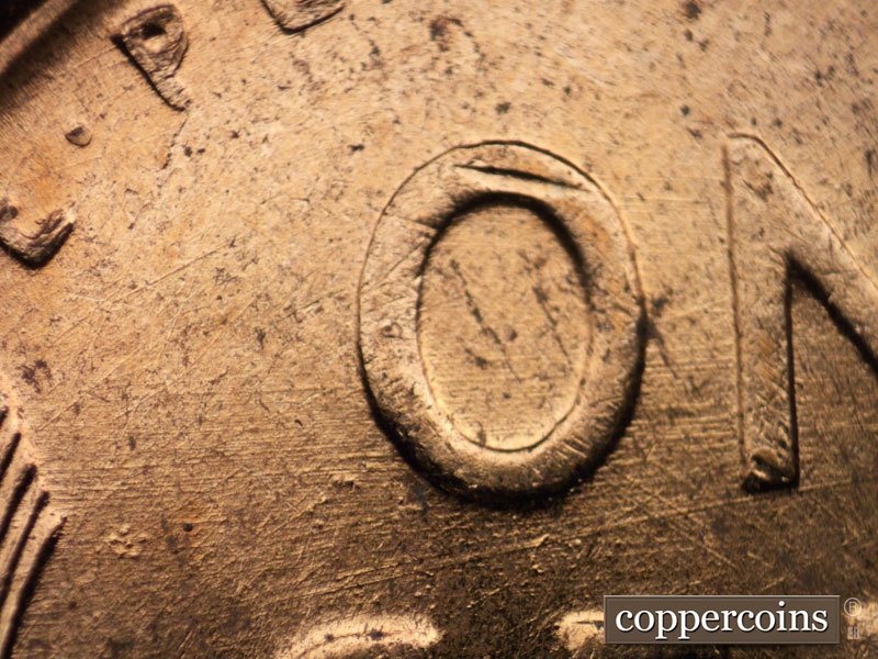 Die-stage B marker on 1958D•1MM•088 (1958 Repunched Mint Mark).
