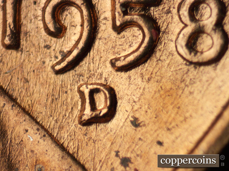 1958 Lincoln cent obverse, CopperCoins die 1958D•1MM•089.