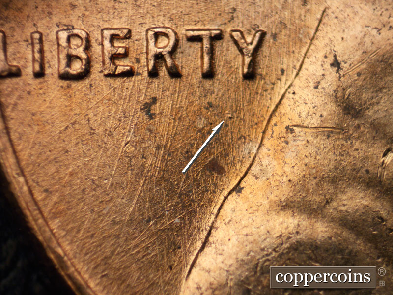Die-stage B marker on 1958D•1MM•089 (1958 Repunched Mint Mark).