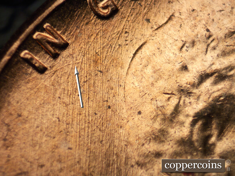 Die-stage B marker on 1958D•1MM•089 (1958 Repunched Mint Mark).