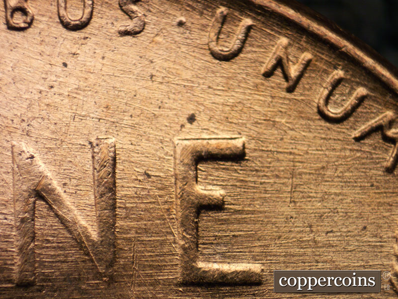 Die-stage B marker on 1958D•1MM•089 (1958 Repunched Mint Mark).
