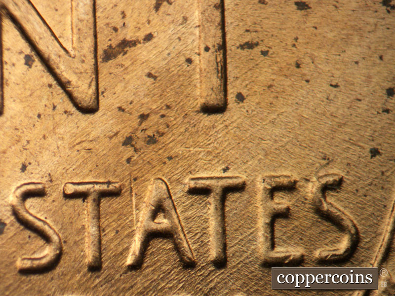 Die-stage B marker on 1958D•1MM•090 (1958 Repunched Mint Mark).