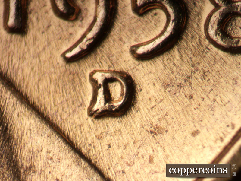 1958 Lincoln cent obverse, CopperCoins die 1958D•1MM•091.