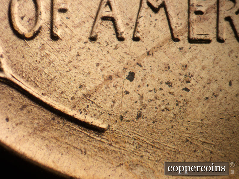Die-stage B marker on 1958D•1MM•091 (1958 Repunched Mint Mark).