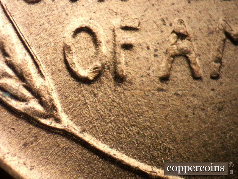 Die-stage B marker on 1958D•1MM•092 (1958 Repunched Mint Mark).