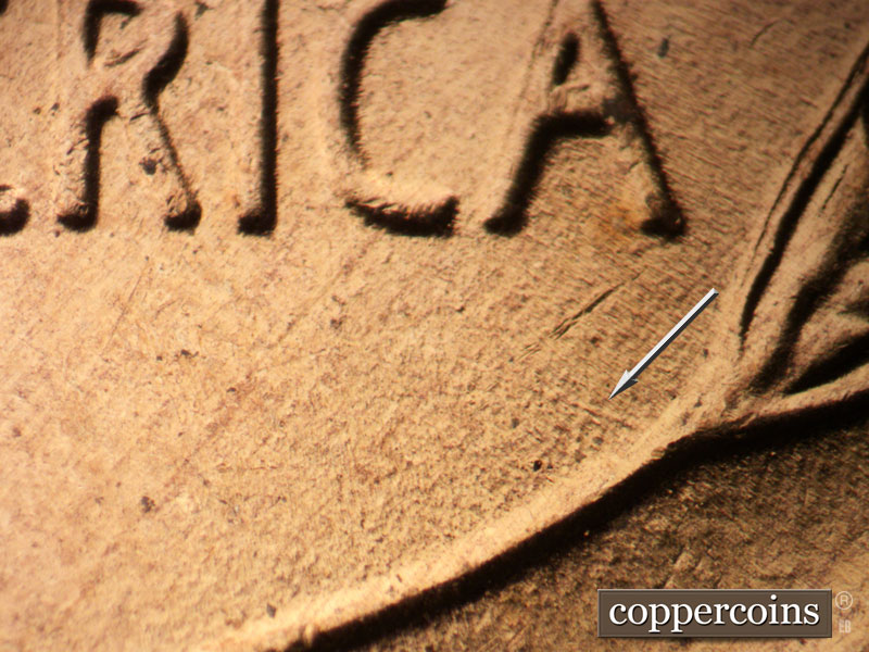 Die-stage B marker on 1958D•1MM•094 (1958 Repunched Mint Mark).