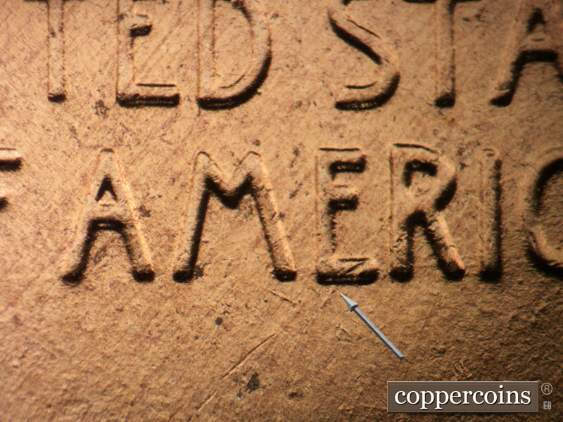Die-stage B marker on 1958D•1MM•094 (1958 Repunched Mint Mark).