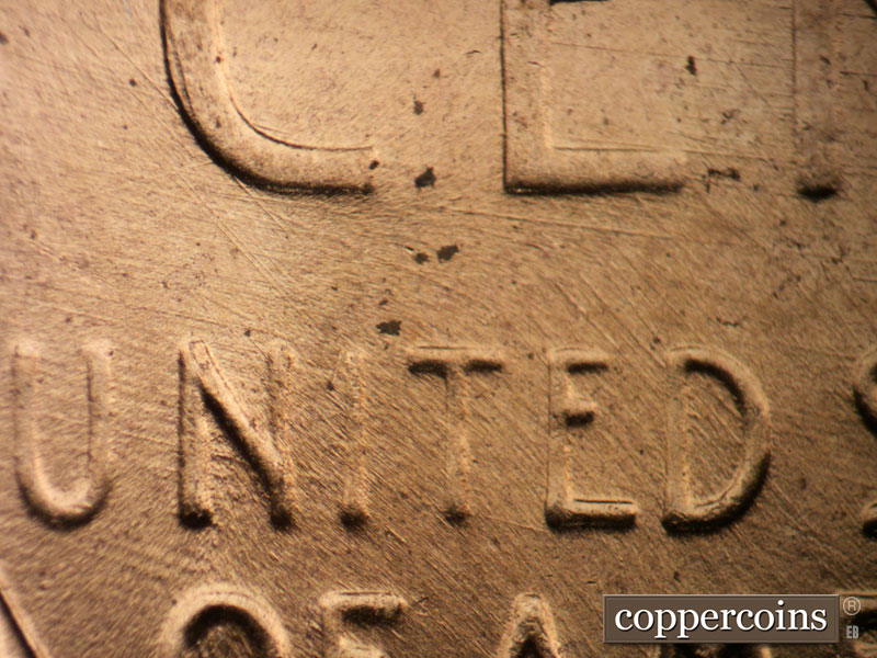 Die-stage B marker on 1958D•1MM•095 (1958 Repunched Mint Mark).