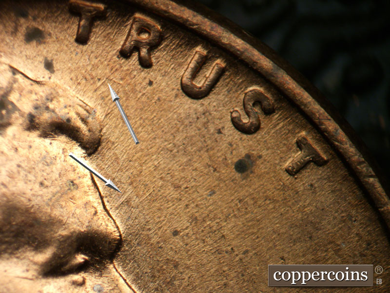 Die-stage C marker on 1958D•1MM•096 (1958 Repunched Mint Mark).