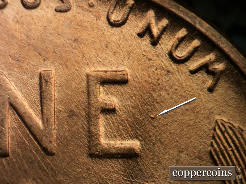 Die-stage C marker on 1958D•1MM•096 (1958 Repunched Mint Mark).