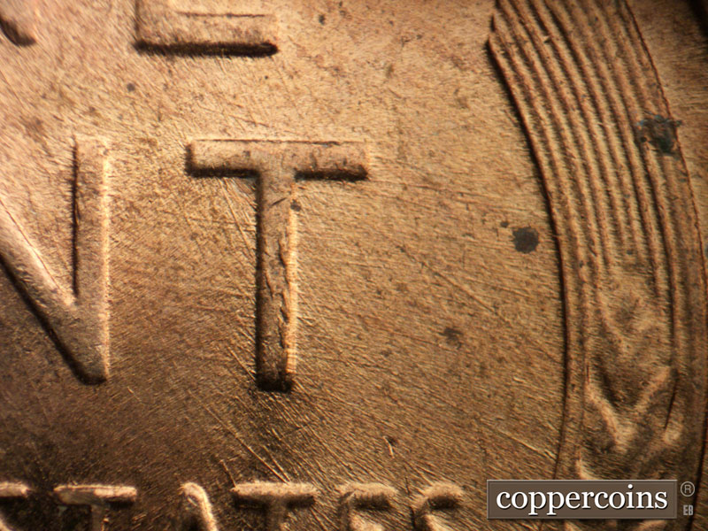 Die-stage C marker on 1958D•1MM•096 (1958 Repunched Mint Mark).