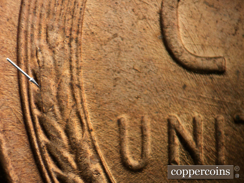 Die-stage C marker on 1958D•1MM•096 (1958 Repunched Mint Mark).