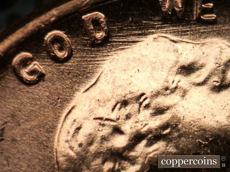 Die-stage B marker on 1958D•1MM•097 (1958 Repunched Mint Mark).