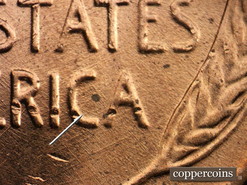 Die-stage B marker on 1958D•1MM•099 (1958 Repunched Mint Mark).