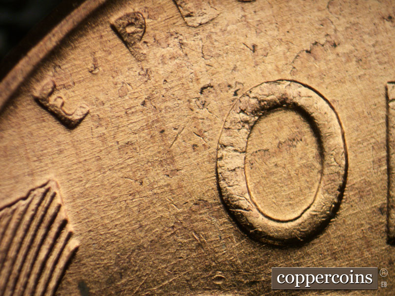 Die-stage A marker on 1958D•1MM•103 (1958 Repunched Mint Mark).