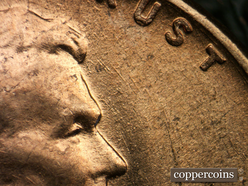 Die-stage B marker on 1958D•1MM•105 (1958 Repunched Mint Mark).