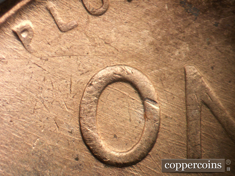 Die-stage B marker on 1958D•1MM•107 (1958 Repunched Mint Mark).