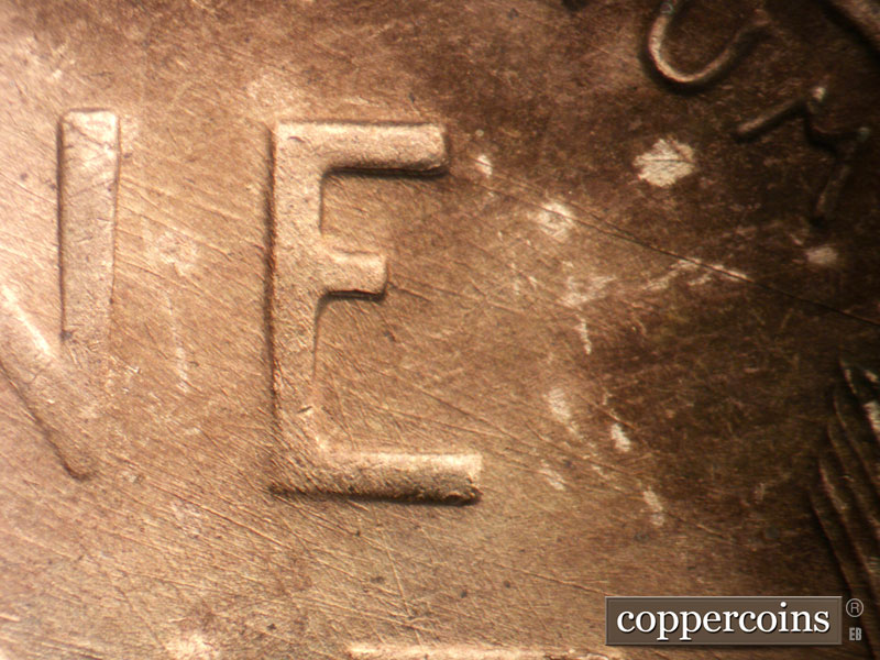 Die-stage B marker on 1958D•1MM•107 (1958 Repunched Mint Mark).