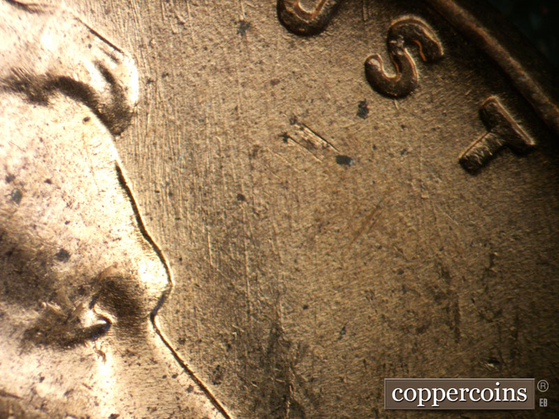 Die-stage B marker on 1958D•1MM•109 (1958 Repunched Mint Mark).