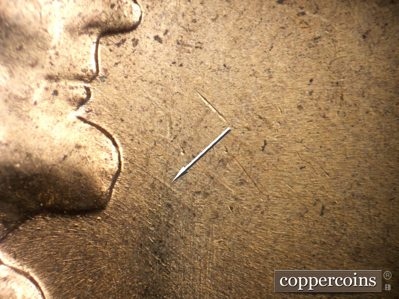 Die-stage B marker on 1958D•1MM•109 (1958 Repunched Mint Mark).