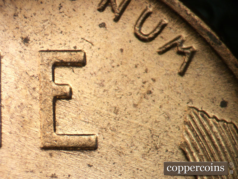 Die-stage B marker on 1958D•1MM•109 (1958 Repunched Mint Mark).