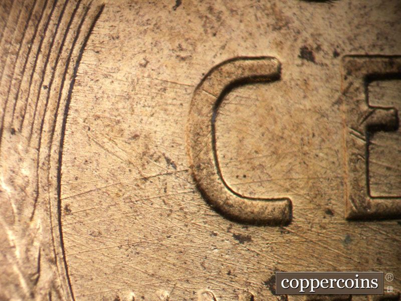 Die-stage B marker on 1958D•1MM•109 (1958 Repunched Mint Mark).