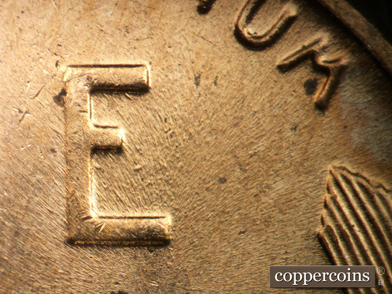 Die-stage B marker on 1958D•1MM•110 (1958 Repunched Mint Mark).