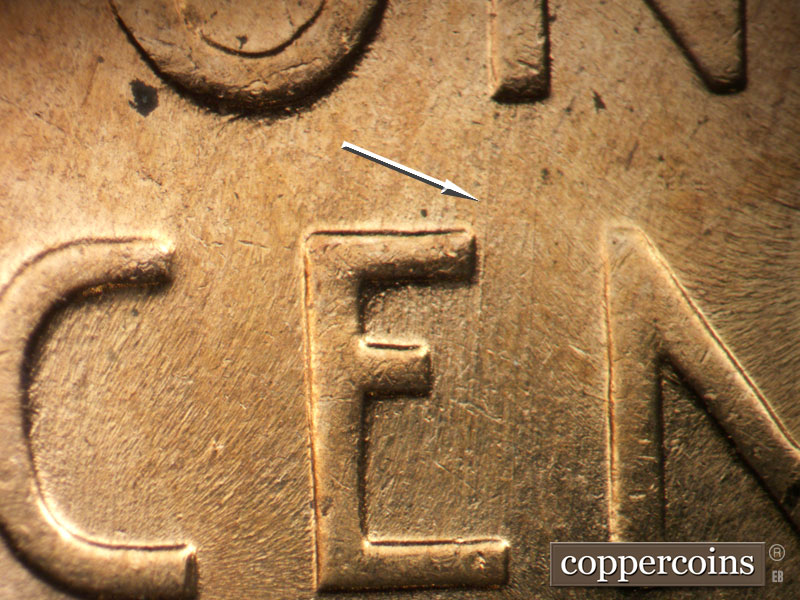 Die-stage B marker on 1958D•1MM•110 (1958 Repunched Mint Mark).