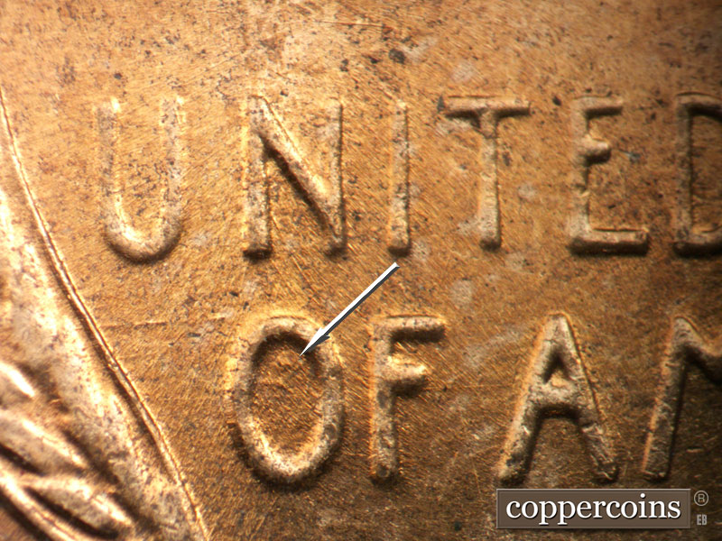 Die-stage B marker on 1958D•1MM•111 (1958 Repunched Mint Mark).