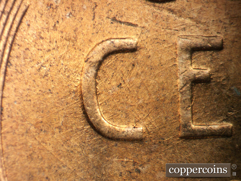 Die-stage B marker on 1958D•1MM•111 (1958 Repunched Mint Mark).