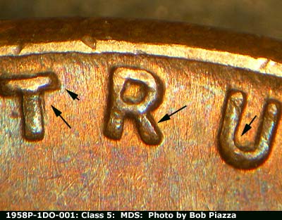 1958 Lincoln cent obverse, CopperCoins die 1958P•1DO•001.