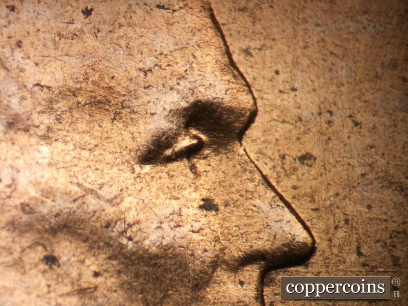 1959 Lincoln cent obverse, CopperCoins die 1959D•1DO•002.