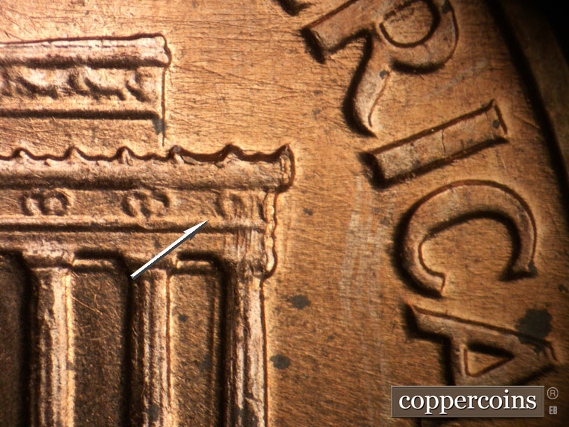 Die-stage B marker on 1959D•1DO•002 (1959 Doubled Die Obverse).