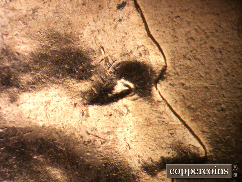 1959 Lincoln cent obverse, CopperCoins die 1959D•1DO•003.