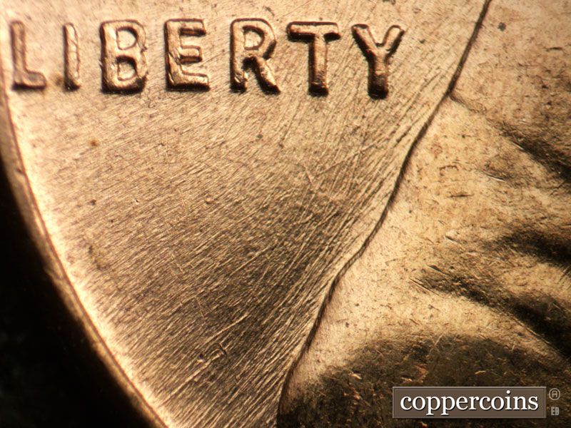 Die-stage B marker on 1959D•1DO•006 (1959 Doubled Die Obverse).