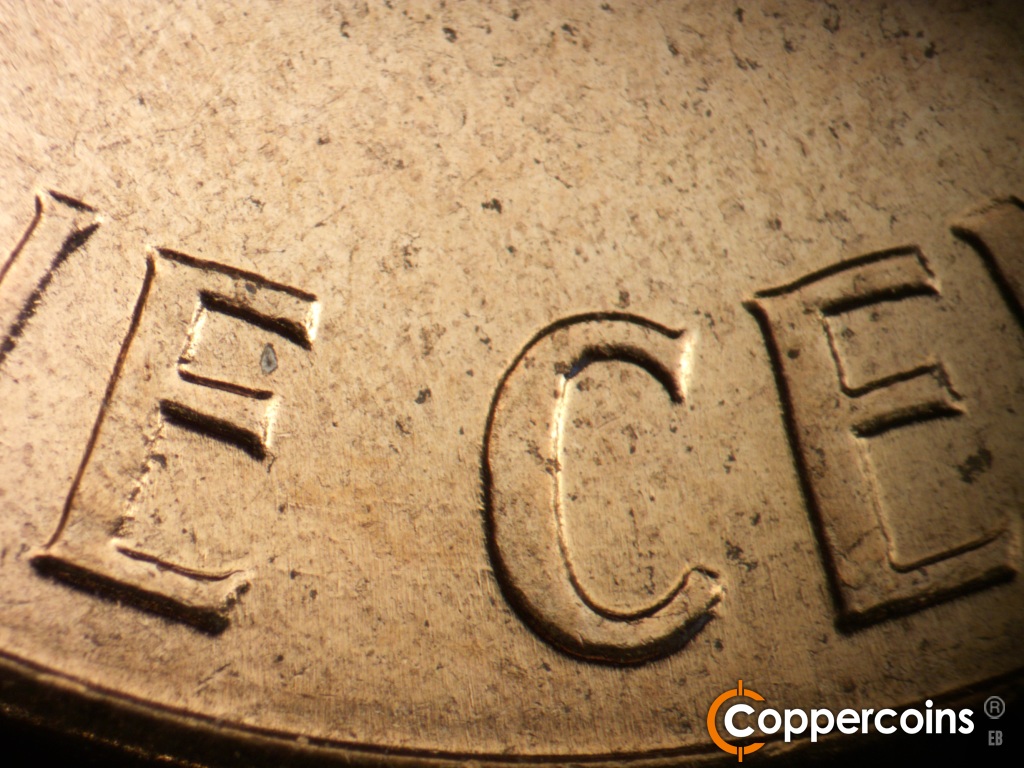 Die-stage B marker on 1959D•1DR•002 showing Doubling shows on ONE CENT.