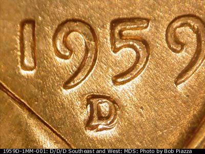 1959 Lincoln cent obverse, CopperCoins die 1959D•1MM•001.