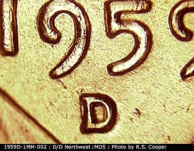 1959 Lincoln cent obverse, CopperCoins die 1959D•1MM•002.