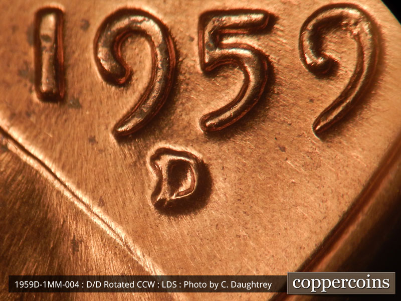 Die-stage C marker on 1959D•1MM•004 (1959 Repunched Mint Mark).