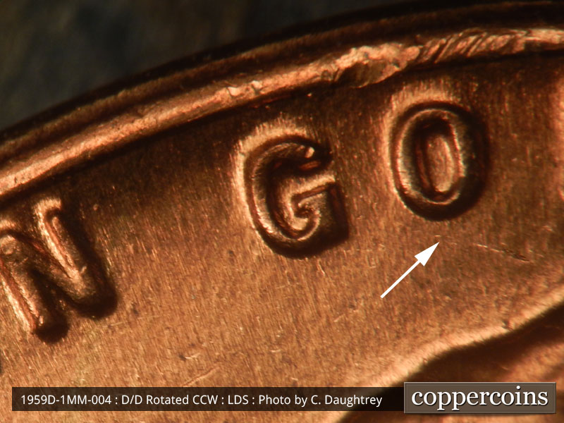 Die-stage C marker on 1959D•1MM•004 (1959 Repunched Mint Mark).