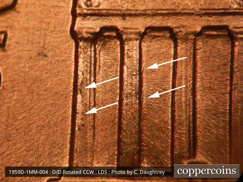 Die-stage C marker on 1959D•1MM•004 (1959 Repunched Mint Mark).