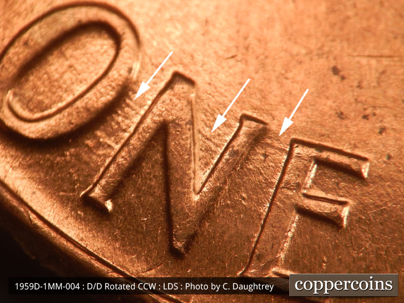 Die-stage C marker on 1959D•1MM•004 (1959 Repunched Mint Mark).