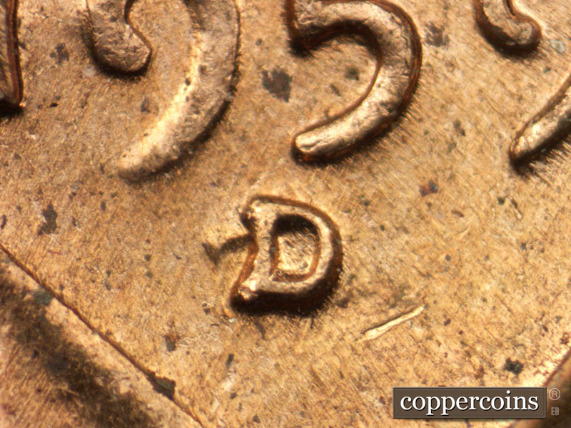 1959 Lincoln cent obverse, CopperCoins die 1959D•1MM•005.