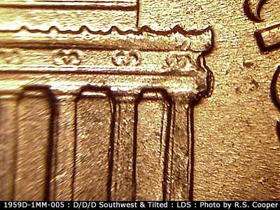 Die-stage C marker on 1959D•1MM•005 (1959 Repunched Mint Mark).