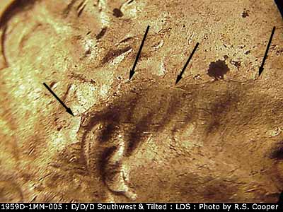 Die-stage C marker on 1959D•1MM•005 (1959 Repunched Mint Mark).