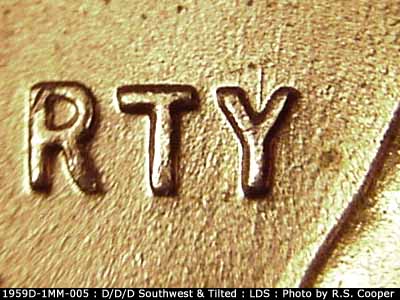 Die-stage C marker on 1959D•1MM•005 (1959 Repunched Mint Mark).