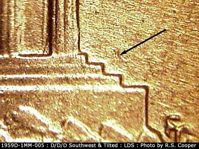 Die-stage C marker on 1959D•1MM•005 (1959 Repunched Mint Mark).