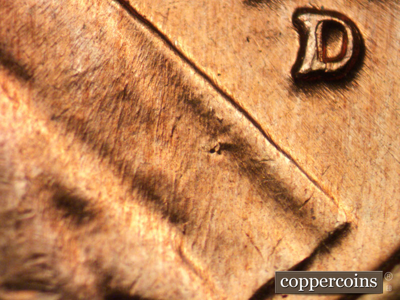 Die-stage B marker on 1959D•1MM•007 (1959 Repunched Mint Mark).