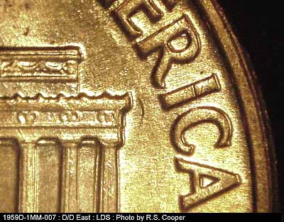 Die-stage C marker on 1959D•1MM•007 (1959 Repunched Mint Mark).